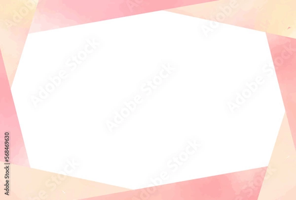 Fototapeta 春　水彩　ピンク　フレーム　枠