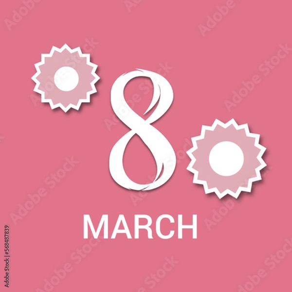 Fototapeta Postcard with text March 8. Holiday design
