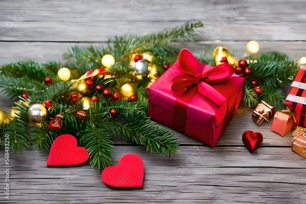 Obraz christmas tree with gift boxes