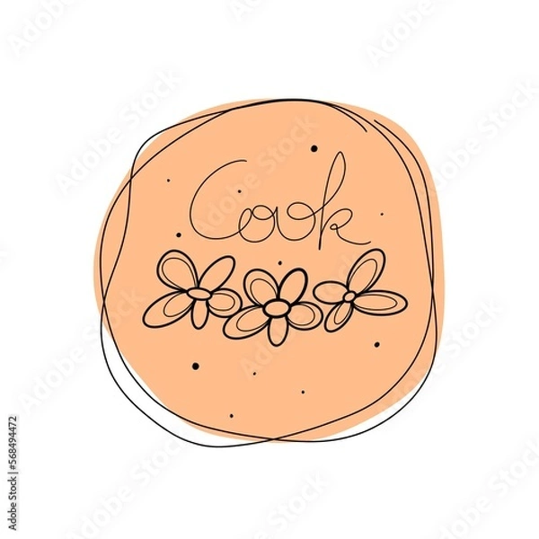 Fototapeta Web icons cook and flowers in the line style