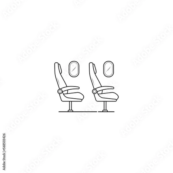 Fototapeta Airplane seats icon isolated vector graphics