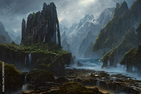 Fototapeta waterfall in the mountains