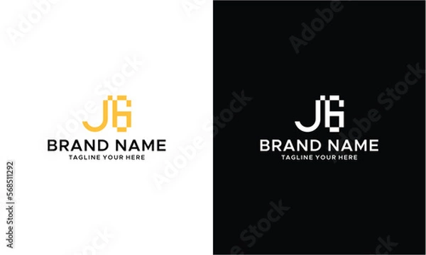 Fototapeta letter JG Logo Design Vector Template. Initial Linked Letter Design JG Vector Illustration on a black and white background.