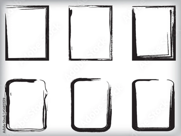 Fototapeta Set of black grunge frames isolated on white background