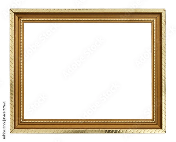 Fototapeta Gold picture frame isolated with clipping path