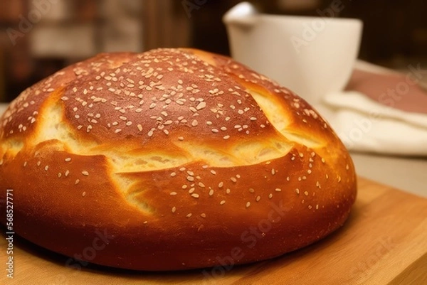 Fototapeta High-Resolution Image of Fresh Bakery Bread Showcasing its Aromatic and Appetizing Qualities, Perfect for Adding a Delicious Element to any Design Project