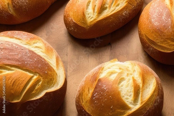 Fototapeta High-Resolution Image of Fresh Bakery Bread Showcasing its Aromatic and Appetizing Qualities, Perfect for Adding a Delicious Element to any Design Project