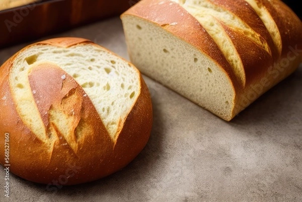 Fototapeta High-Resolution Image of Fresh Bakery Bread Showcasing its Aromatic and Appetizing Qualities, Perfect for Adding a Delicious Element to any Design Project
