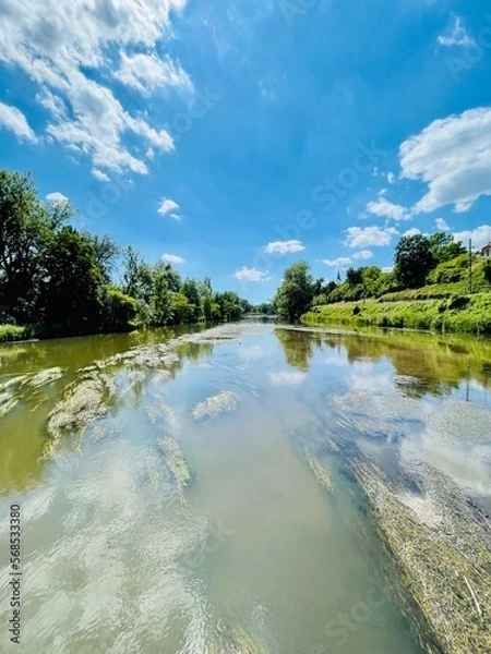 Obraz river and clouds