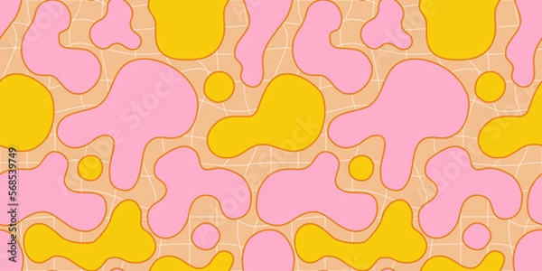 Fototapeta Funky summer groovy lava lamp vector seamless pattern.