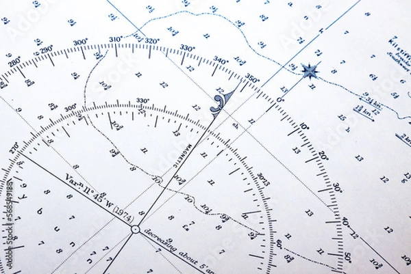 Fototapeta Old navigation chart