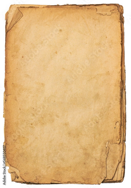 Fototapeta old, stained, grungy stack of paper, isolated design element, perfect for collage, antique or Steampunk imagery and scenes or as a background for an old map, vintage design backdrop