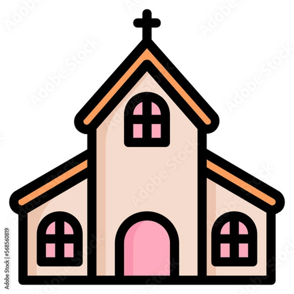 Obraz chruch Color line icon