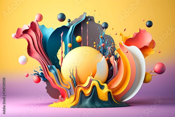 Obraz Abstract paint splash generated with AI tool Midjourney