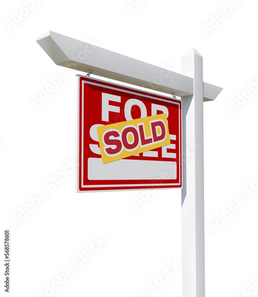 Fototapeta Sold Home For Sale Real Estate Sign - Transparent PNG.
