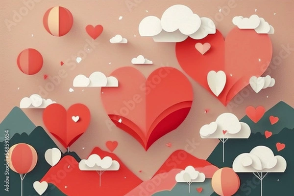 Fototapeta Valentine's day background design. Digital art, generative ai.
