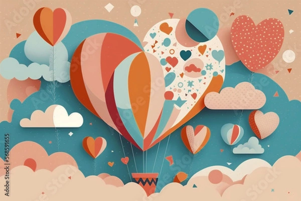 Fototapeta Valentine's day background design. Digital art, generative ai.