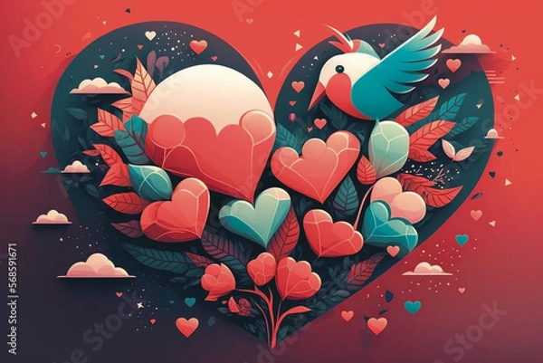 Fototapeta Valentine's day background design. Digital art, generative ai.