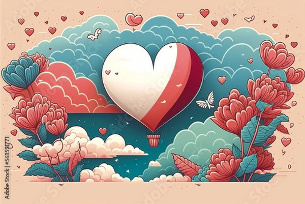 Fototapeta Valentine's day background design. Digital art, generative ai.