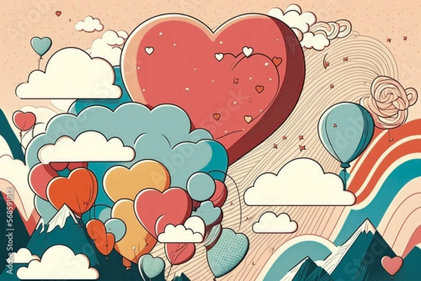 Fototapeta Valentine's day background design. Digital art, generative ai.