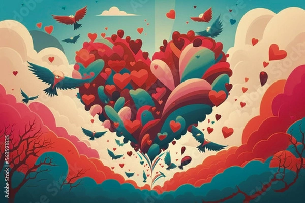 Fototapeta Valentine's day background design. Digital art, generative ai.