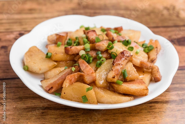 Obraz 蕪とベーコンのオイスターソース炒め