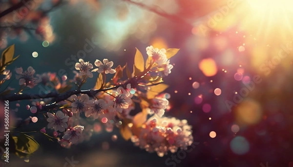 Fototapeta Images and backgrounds inspired by spring with flowers and colors. Generated by AI.