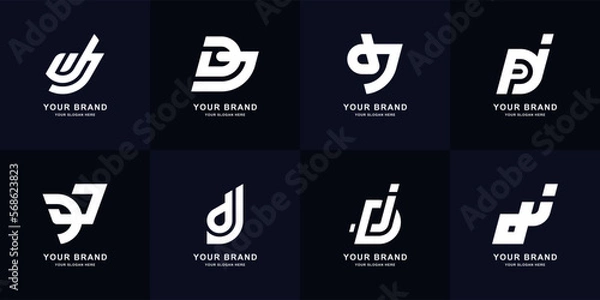 Obraz Collection letter DJ or JD monogram logo design