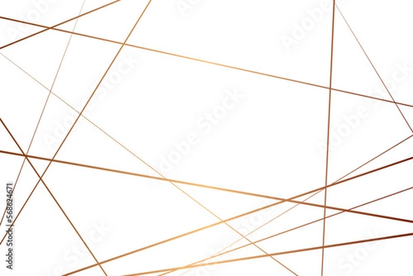 Fototapeta Abstract luxury gold lines with many squares and triangles shape on white background. Geometric random chaotic lines background.