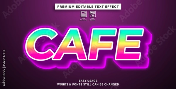 Fototapeta editable text effect cafe