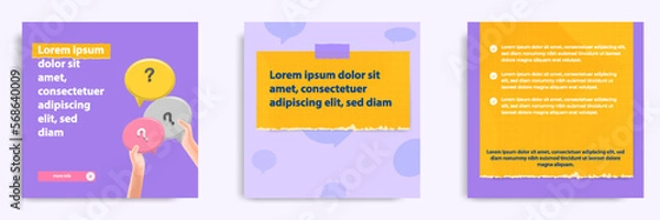 Fototapeta Social media carousel post banner layout for tips, did you know, podcast, motivation, self-development, product, service knowledge template. Torn paper design element and texture