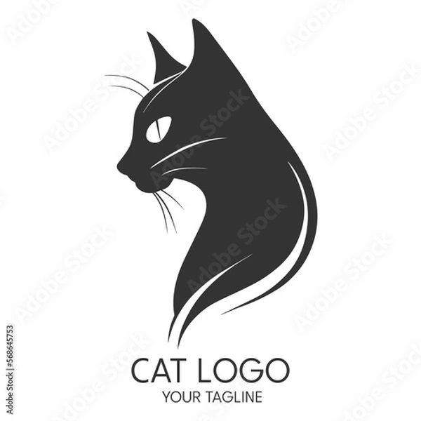 Obraz Silhouette art cat logo, vector template
