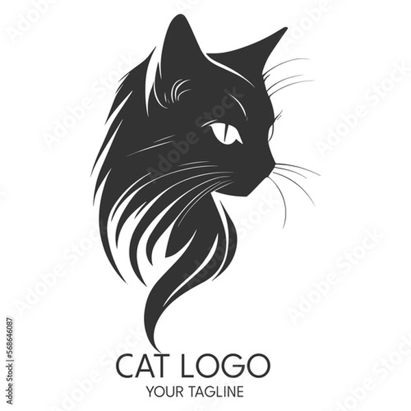 Obraz Silhouette art cat logo, vector template