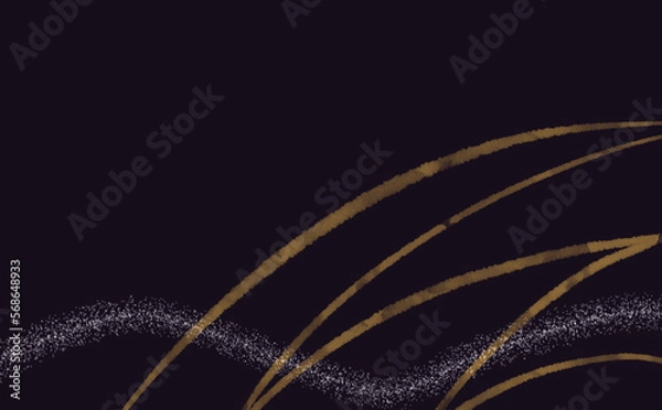 Obraz 黒背景のラメライン背景黄色