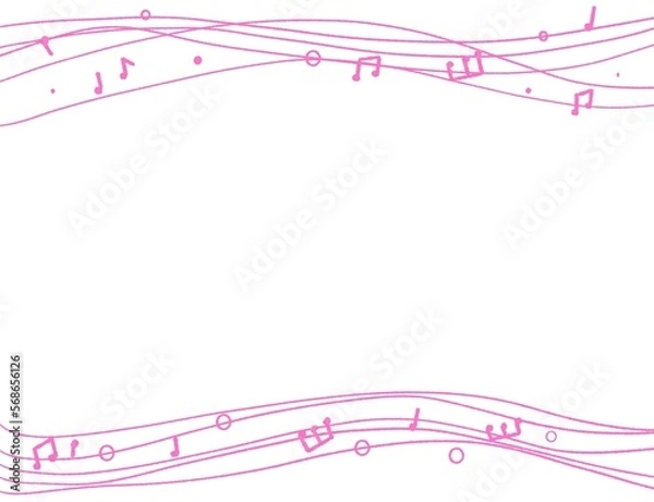 Fototapeta 音楽音符イメージ素材　春のピンク　色鉛筆