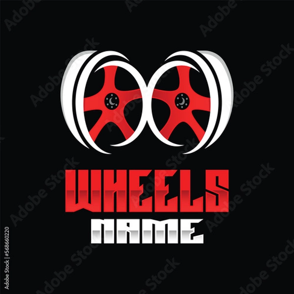 Fototapeta Tire Wheel Logo, Automotive Parts Vector, Maintenance Workshop Design, Garage, Automotive, Vehicle, Modern Simple Wheel Icon