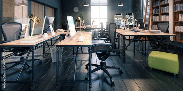 Fototapeta Consstruction Office In Design - panoramic 3D Visualization