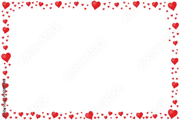 Fototapeta Isolated Rectangle Frame Made Of Red Hearts Illustration