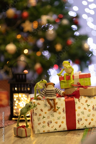 Obraz knitted frog toys