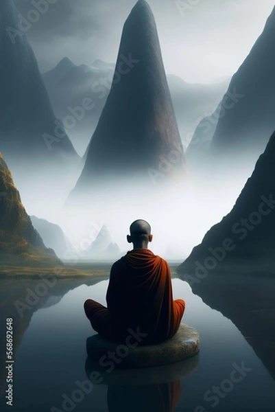 Fototapeta buddha meditating generated by ai ( artificial intelligence )