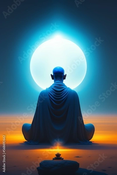 Fototapeta buddha meditating generated by ai ( artificial intelligence )