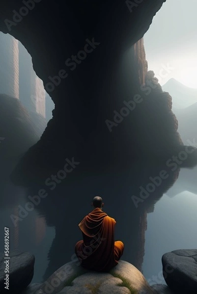 Obraz buddha meditating generated by ai ( artificial intelligence )