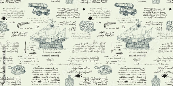 Fototapeta medieval nautical record of the captain's diary