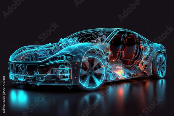 Obraz future car scanning and auto data analysis