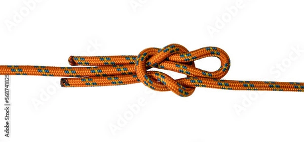 Fototapeta reef knot orange rope example, isolate png transparent background