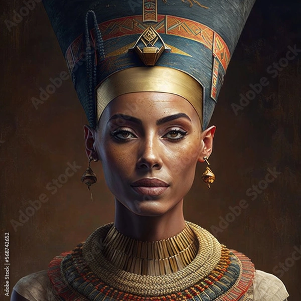 Fototapeta Ancient Egyptian queen Nefertiti portrait, generative AI