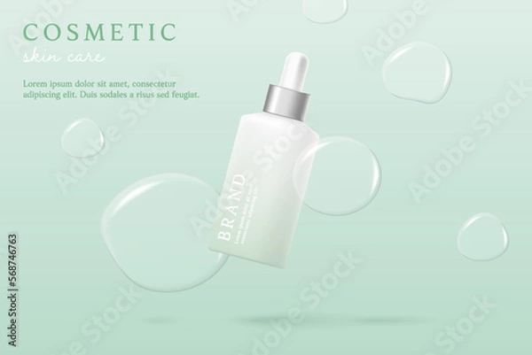 Fototapeta Skin care product and package  ads template on mint green background with essence.