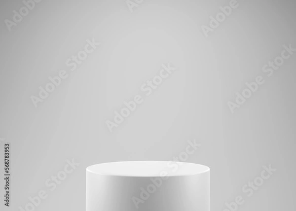 Obraz 3D rendering, empty podium platform for product display on white background, decoration, interior view, pedestal display