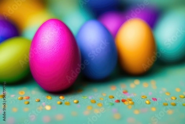 Fototapeta High-Resolution Image of Colorful Easter Eggs Background, Perfect for Adding a Festive Touch to any Design Project	