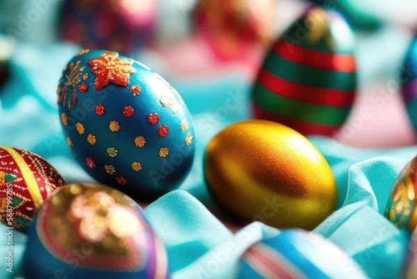 Fototapeta High-Resolution Image of Colorful Easter Eggs Background, Perfect for Adding a Festive Touch to any Design Project	